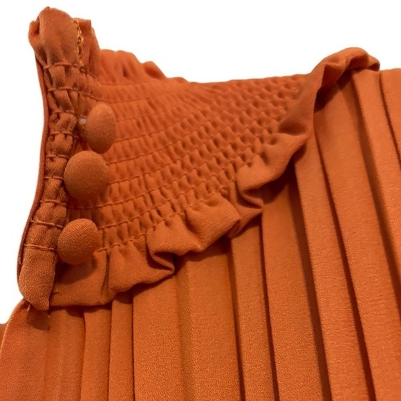 Nanette Leopore Mock Neck Terra Cotta Accordion Pleated Midi Dress Size 4 NWT! - Picture 9 of 16